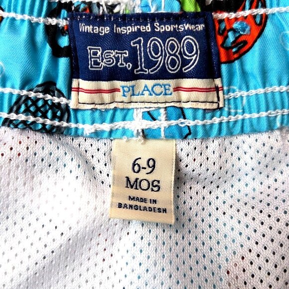 Vintage Inspired Baby Swim Trunks 6-9 Mos Elastic Waist Fish & Octopus Print Es - Picture 5 of 6